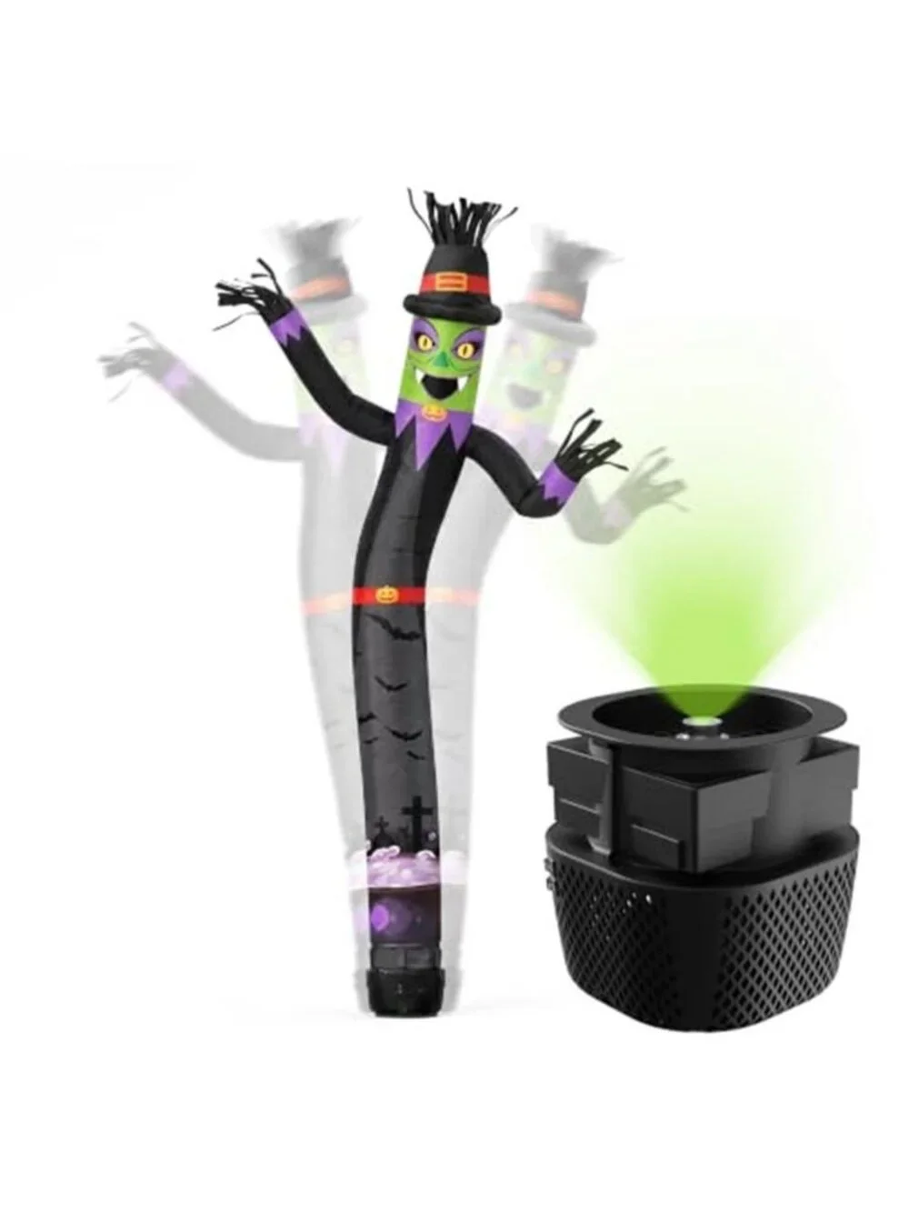 Halloween Witch Inflatable Tube Man 6ft,with 45W Blower+Green Spotlight